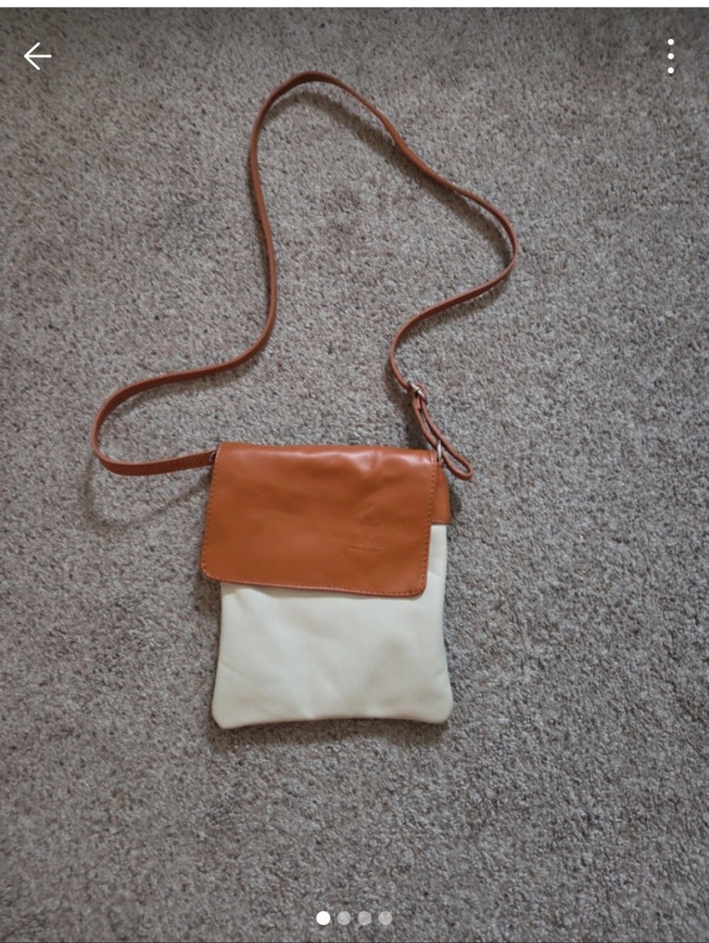 Vera Pelle Two-Tone Crossbody Bag in Tan & Cream